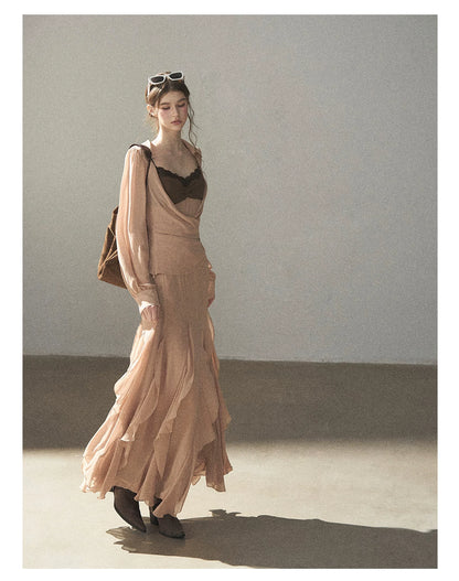 AOMALM - "The Next Fallen Leaf" Cinnamon Pink 2-Piece Set (Shirt / Cami Dress)
