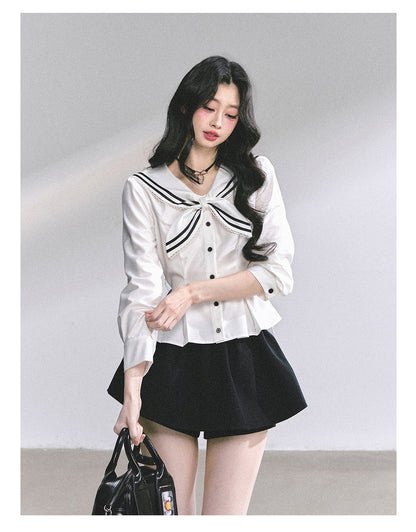 少也眼 "Mary Jane Academy" French Lace Sailor Blouse 7685464