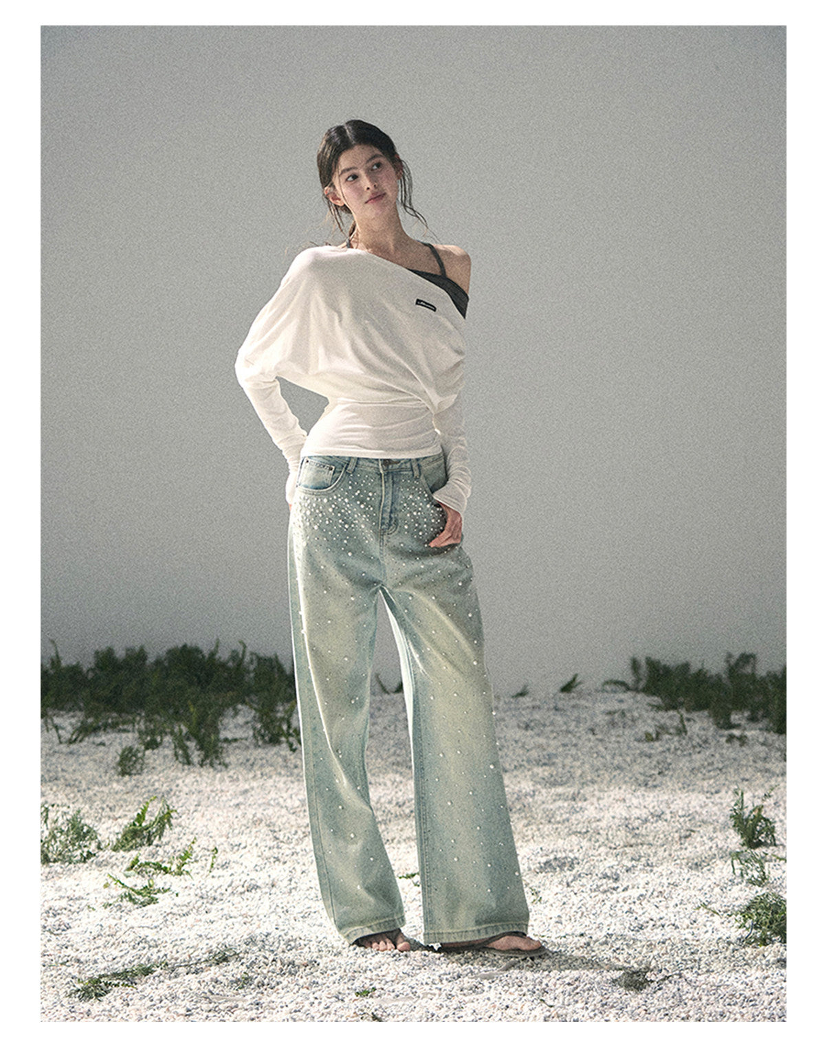 “Moonlit Monologue” Layered Off-Shoulder Halter Top