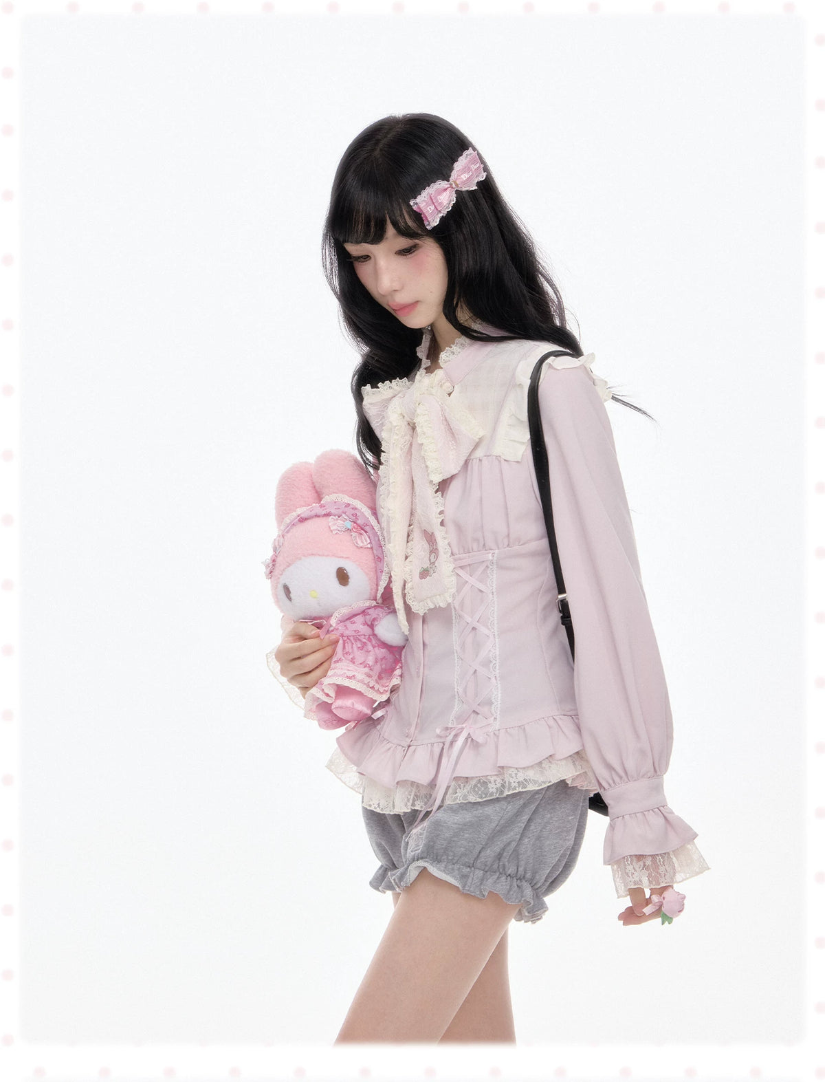 “Melody Mark!” Pink Shirt + Tiered Skirt + Bloomers Set