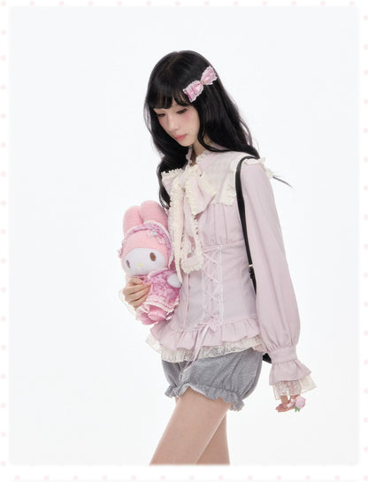 “Melody Mark!” Pink Shirt + Tiered Skirt + Bloomers Set