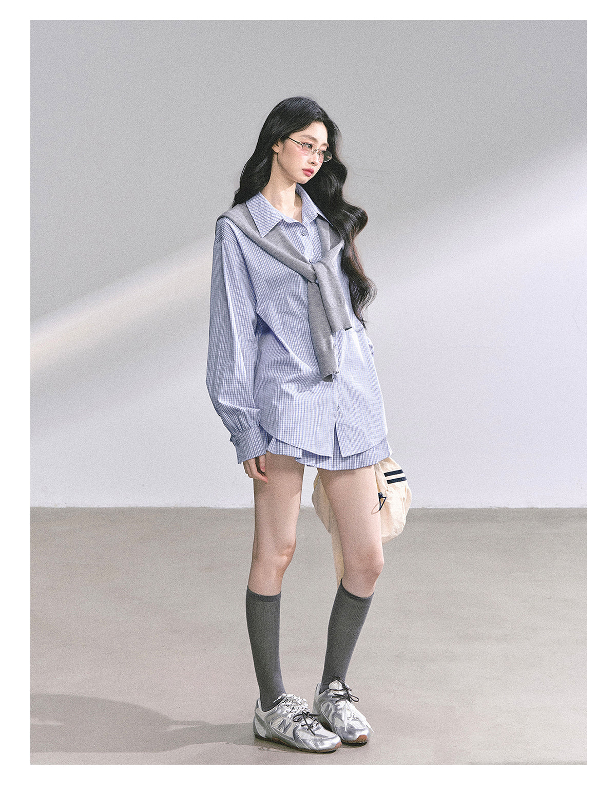 少也眼 "Felton Academy" Relaxed Korean Preppy Two-Piece Set 97842551
