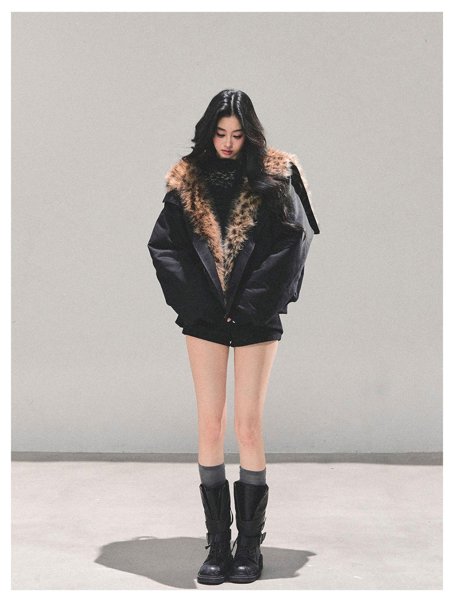 "降落在你怀中" Falling Into You Fleece Jacket - Black