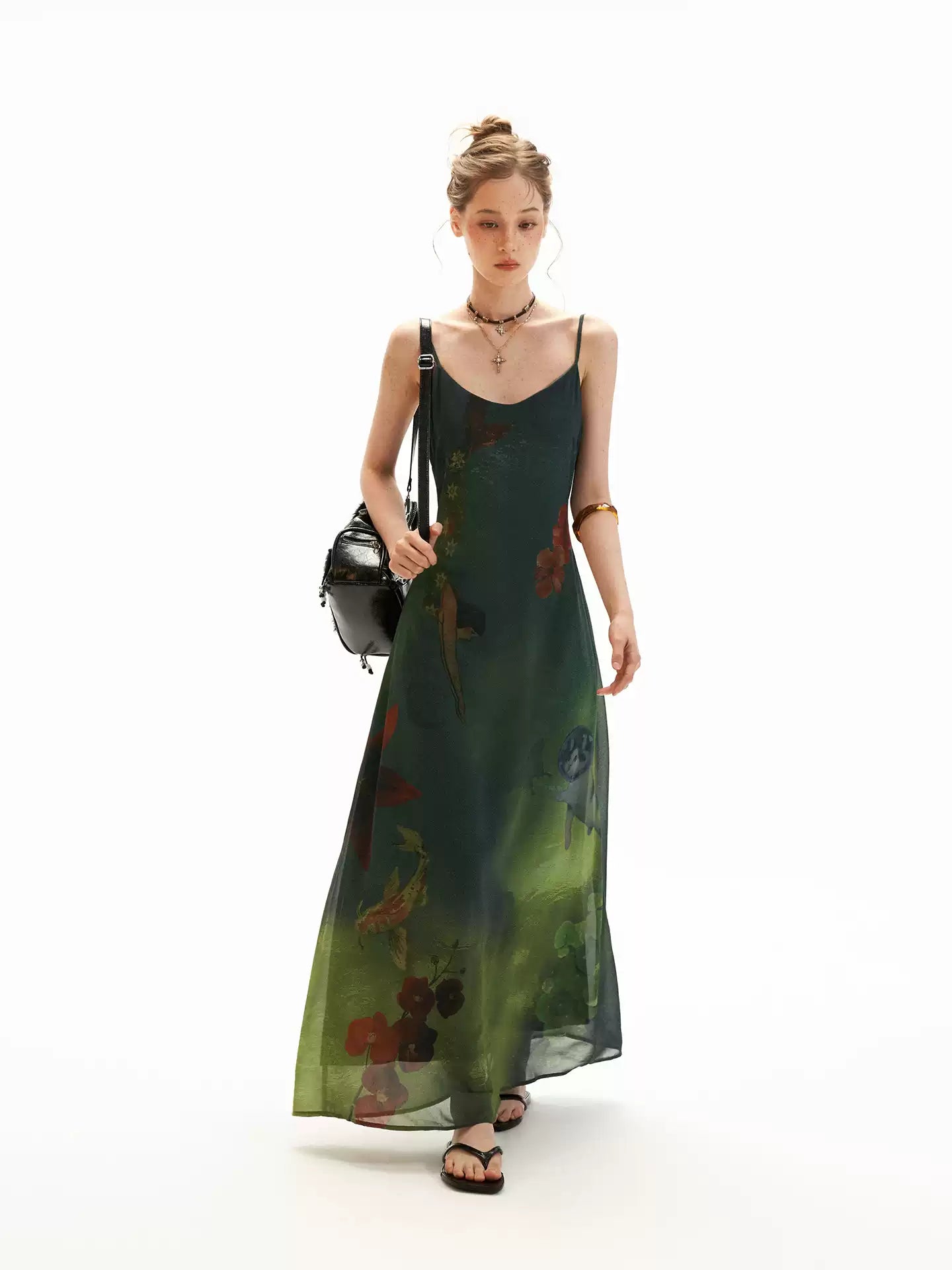 Enchanted Ocean Garden Floral Maxi Dress WE986