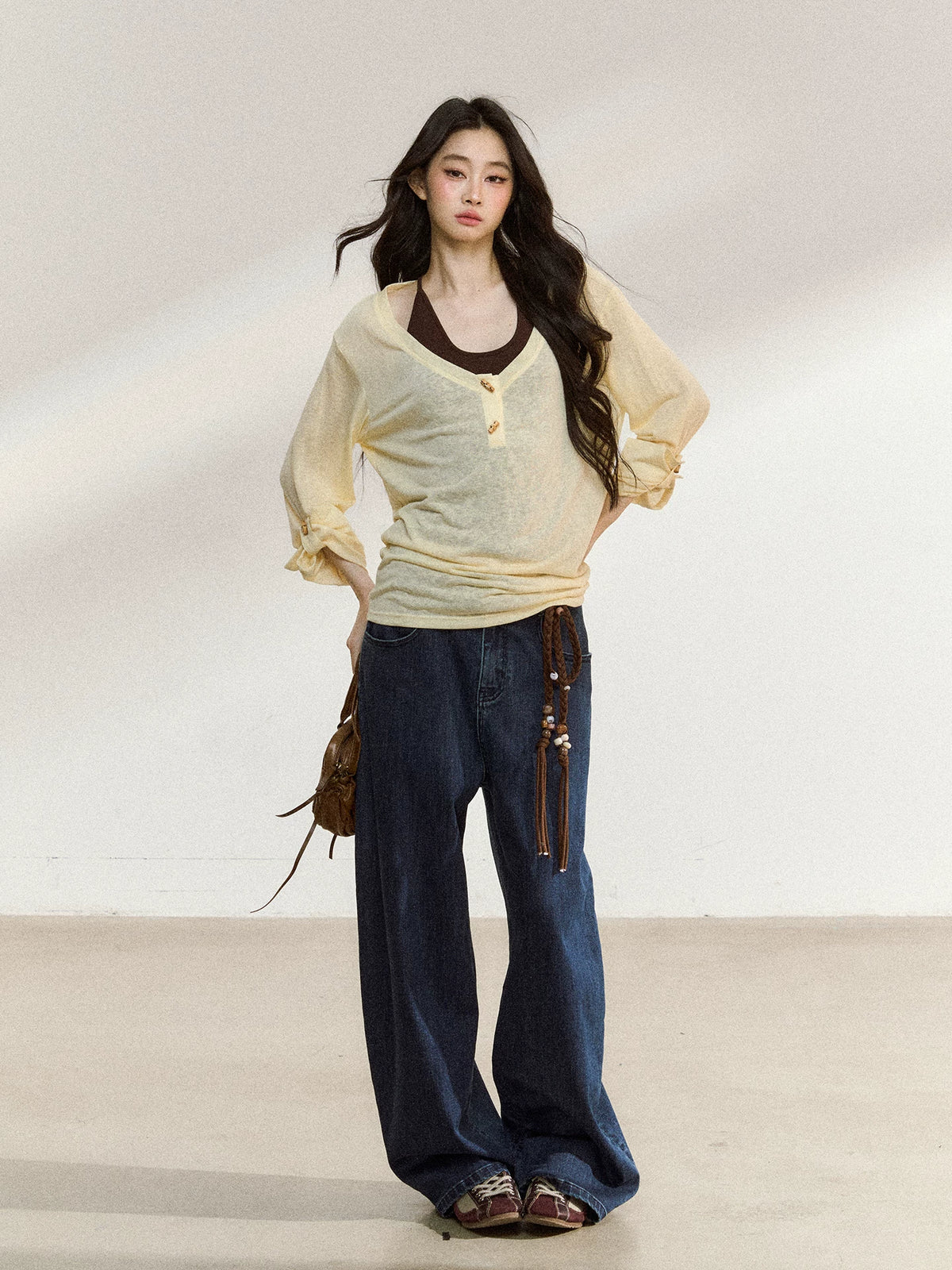 JN's DESIGN - Dark Blue Wide-Leg Vintage Jeans