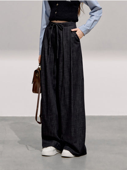 BOHOL BLING - Minimalist Black Wide-Leg Trousers
