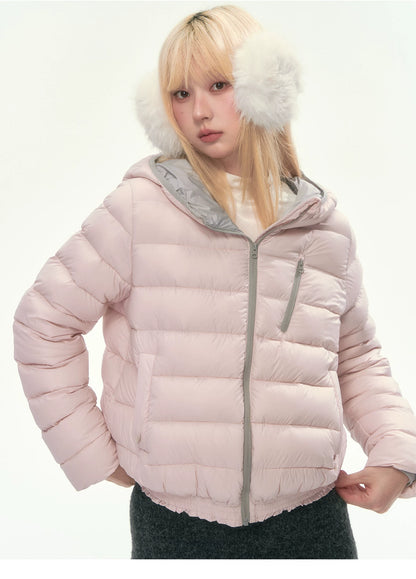 CAN - "Twilight Snow" Hooded 90% White Duck Down Puffer Jacket (Hibiscus Purple / Baby Pink / Water Blue)