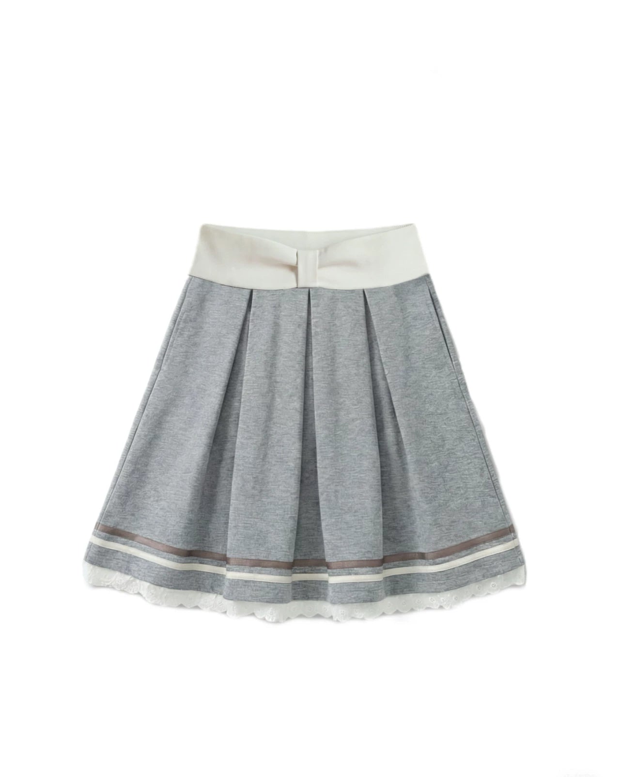 “Misty Academy Reverie” Light Grey Cropped Top & Bubble Mini Skirt