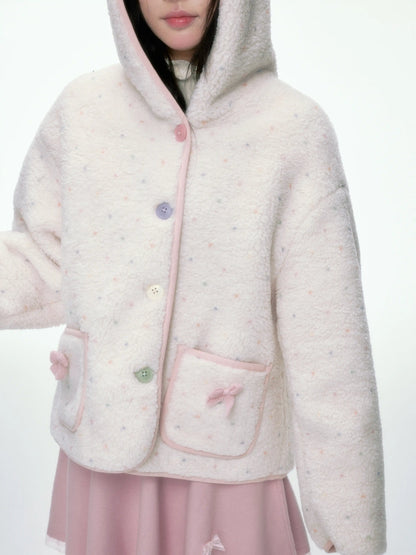 BIBIBENCY - Ivory Faux Shearling Cropped Jacket