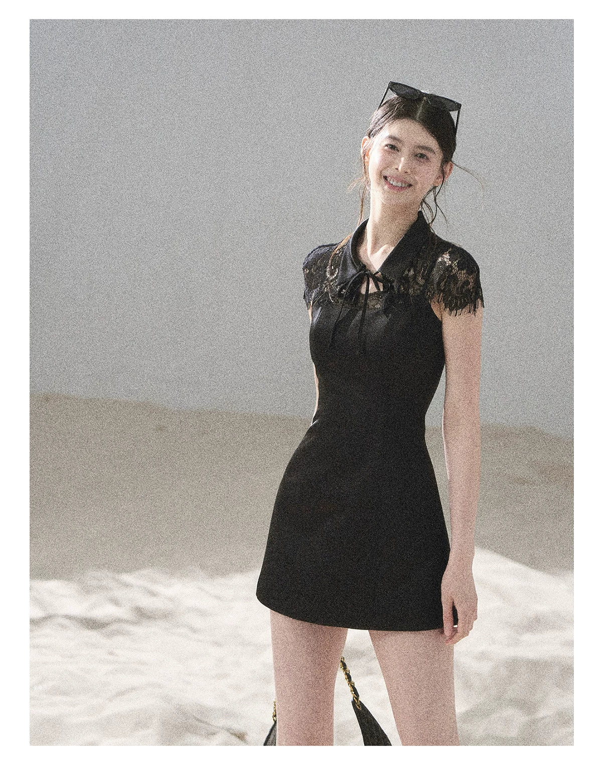 "Moonlit Rose Sonata" Tranquil Black Lace Mini Dress & Cape Set