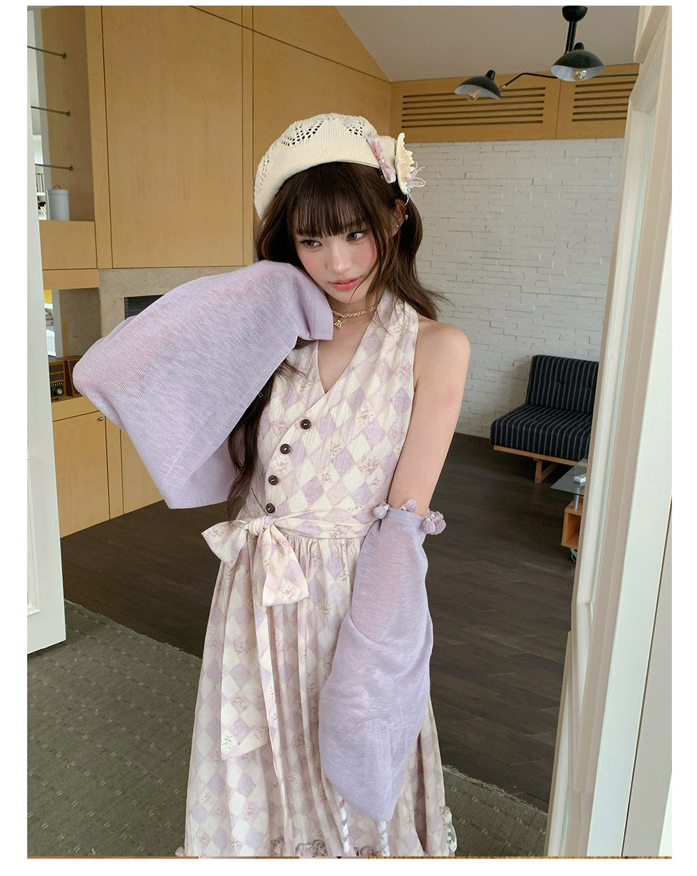 “Lavender Mist Sonata” Taro Purple Lace Slip Dress