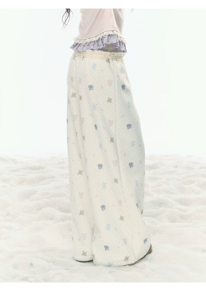 JOVYLLE - Cream Printed Fleece-Lined Sweatshirt, Pants & Skirt Set