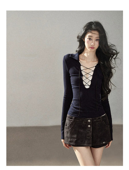 AOMALM - "Among the Oak Trees" Sophisticated Gray Faux Suede Skort