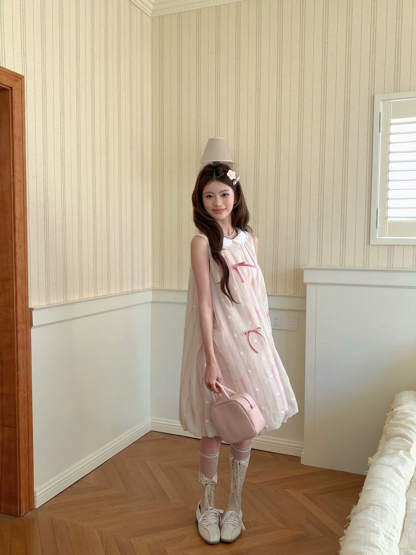 “Peach Soda Dream” Blush Pink Bubble Hem Dress
