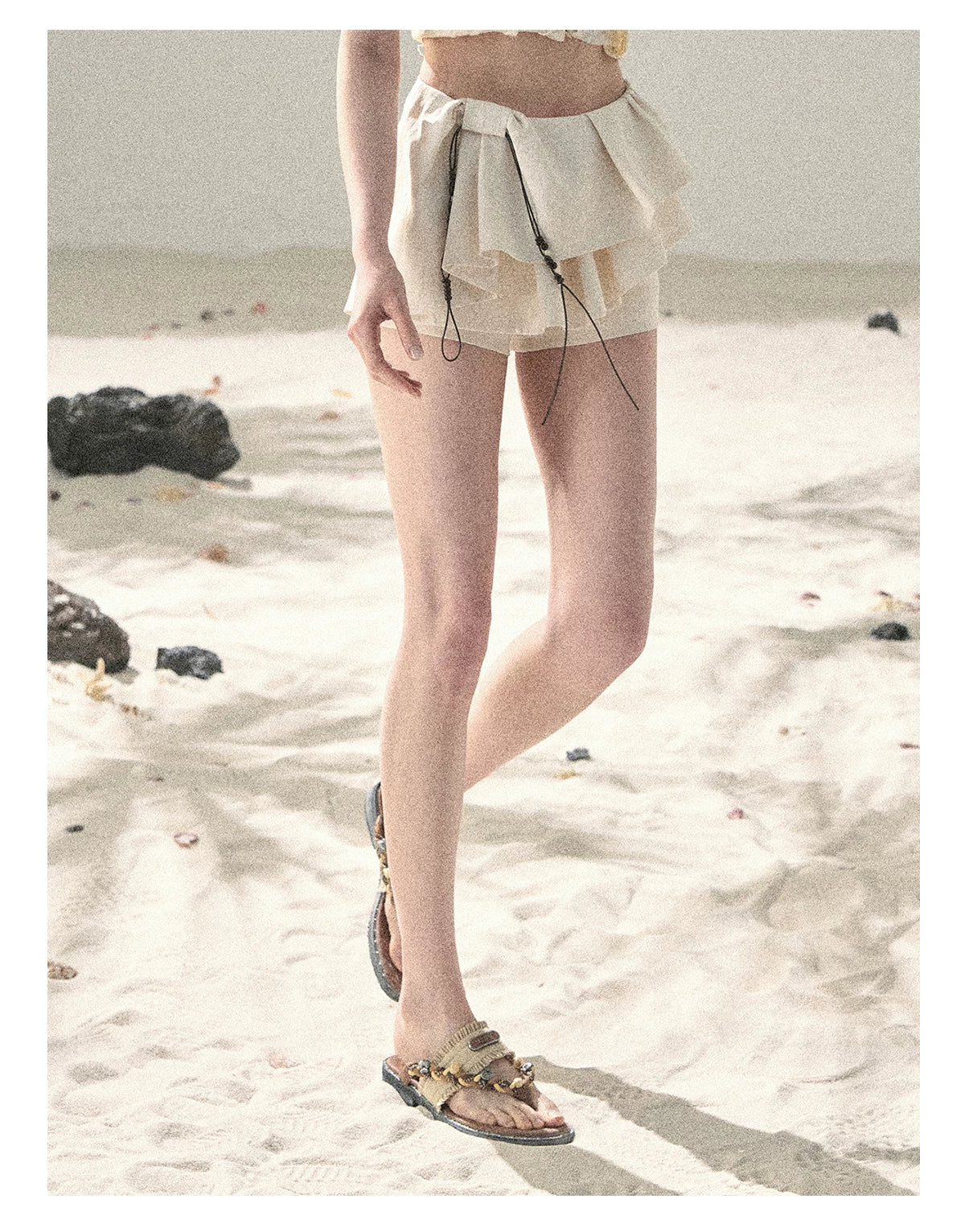 "Layered Petals in Motion" Dutch Cream Ruffle Skort 5324853