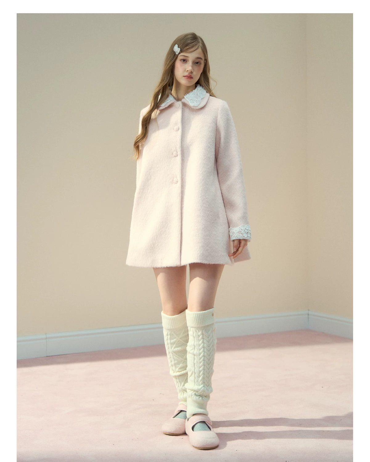 SunsetPark - "Everyday Heiress" Heiress Pink Cape Coat Set (Coat + Detachable Cape)