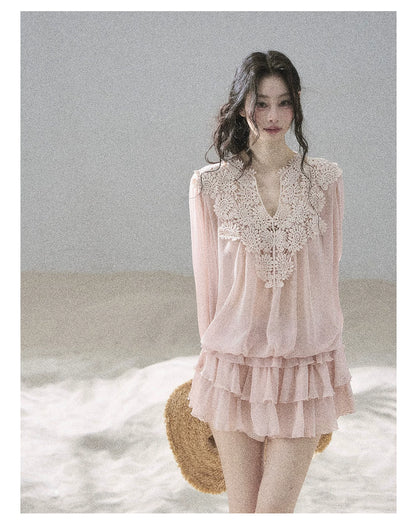 "Flowers on the Breeze" Blush Pink Top & Mini Skirt Two-Piece Set