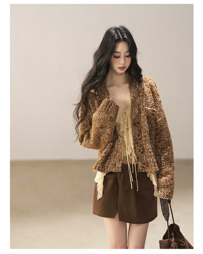 AOMALM - Toasted Pecan Marled Knit Cardigan