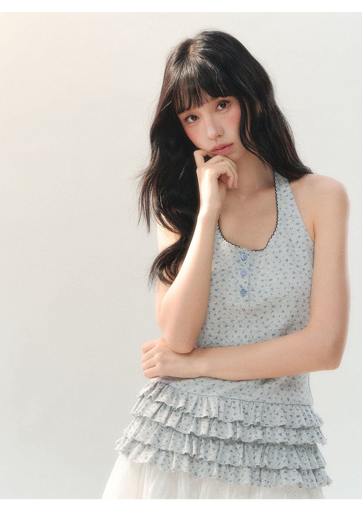 [CAN] "Soft Konjac Cloud" Lightweight Knit Cardigan & Floral Layered Cami