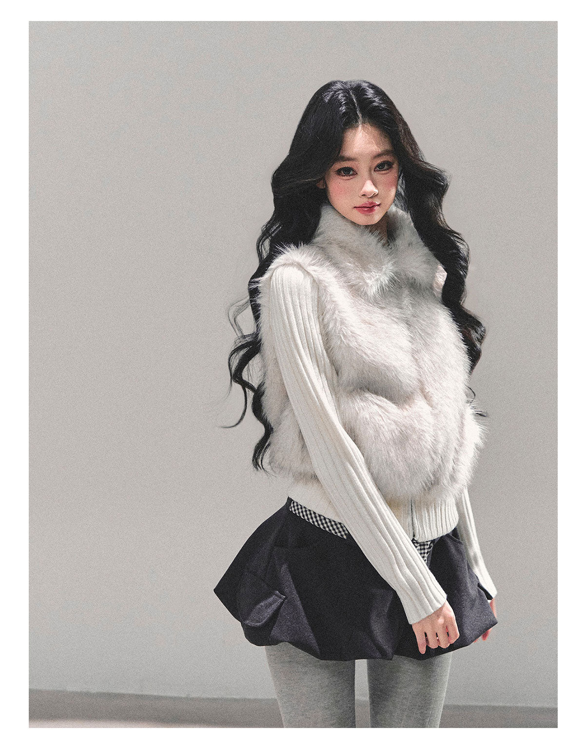 少也眼 "Soft Landing" Faux Fur Layered Jacket 6513513