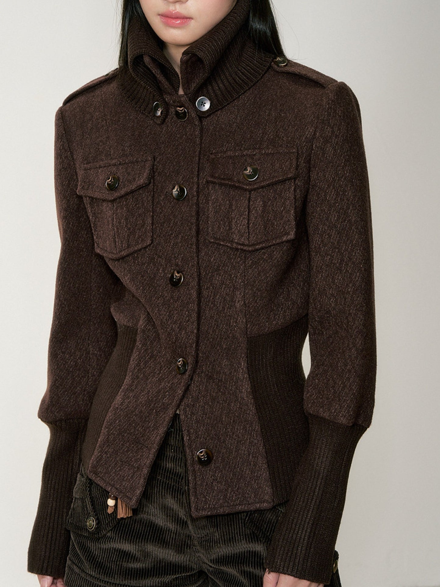 Soote Season - "Cloud & Roast" Two-Way High-Neck Cinched Wool Jacket