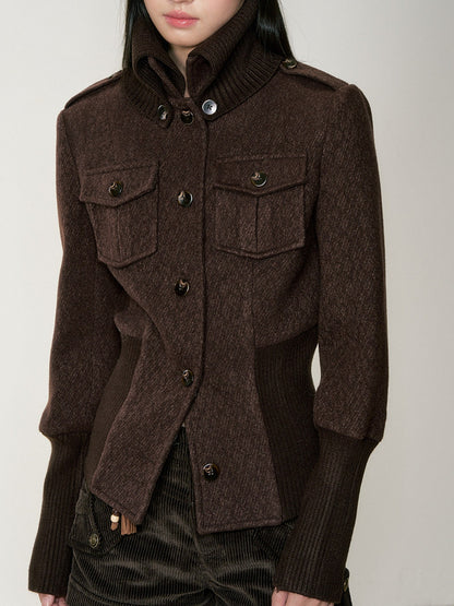 Soote Season - "Cloud & Roast" Two-Way High-Neck Cinched Wool Jacket
