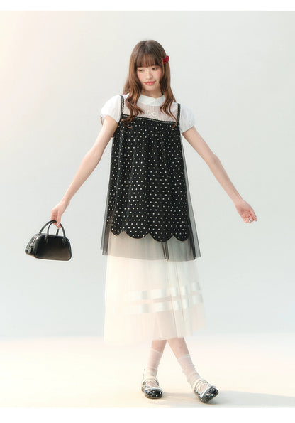 "Black Tulle Reverie" Polka Dot Puff Skirt Set PP2026227