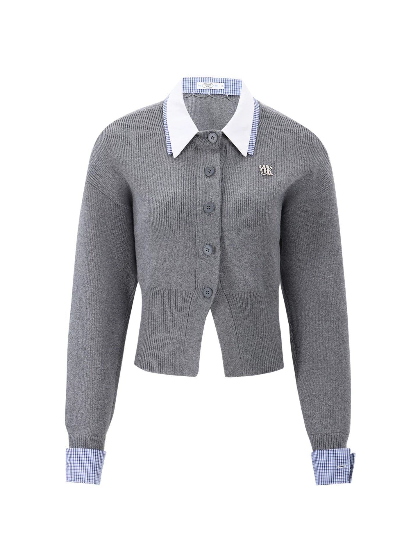 "Campus Arrival" Gray Layered Knit Sweater