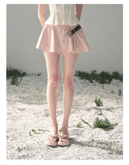 “Corridor Chimes” Soft Pink A-Line Puff Mini Skirt