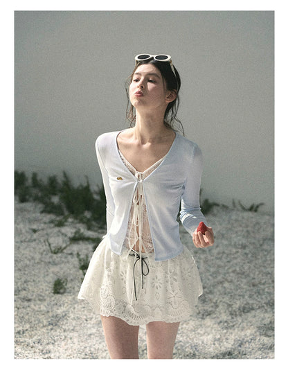 “Dreams Between Seams” Baby Blue Layered Lace Top