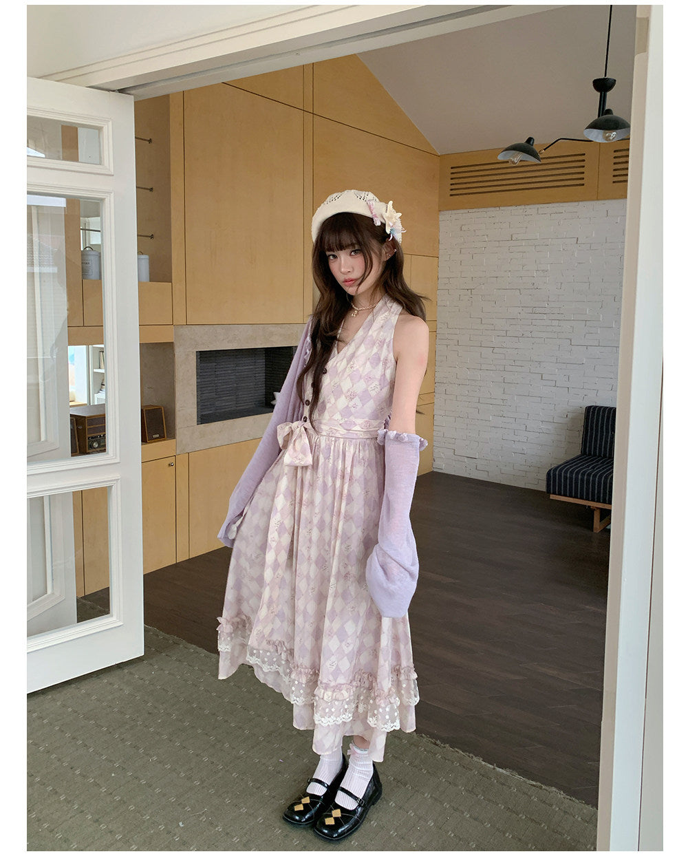 “Lavender Mist Sonata” Taro Purple Lace Slip Dress