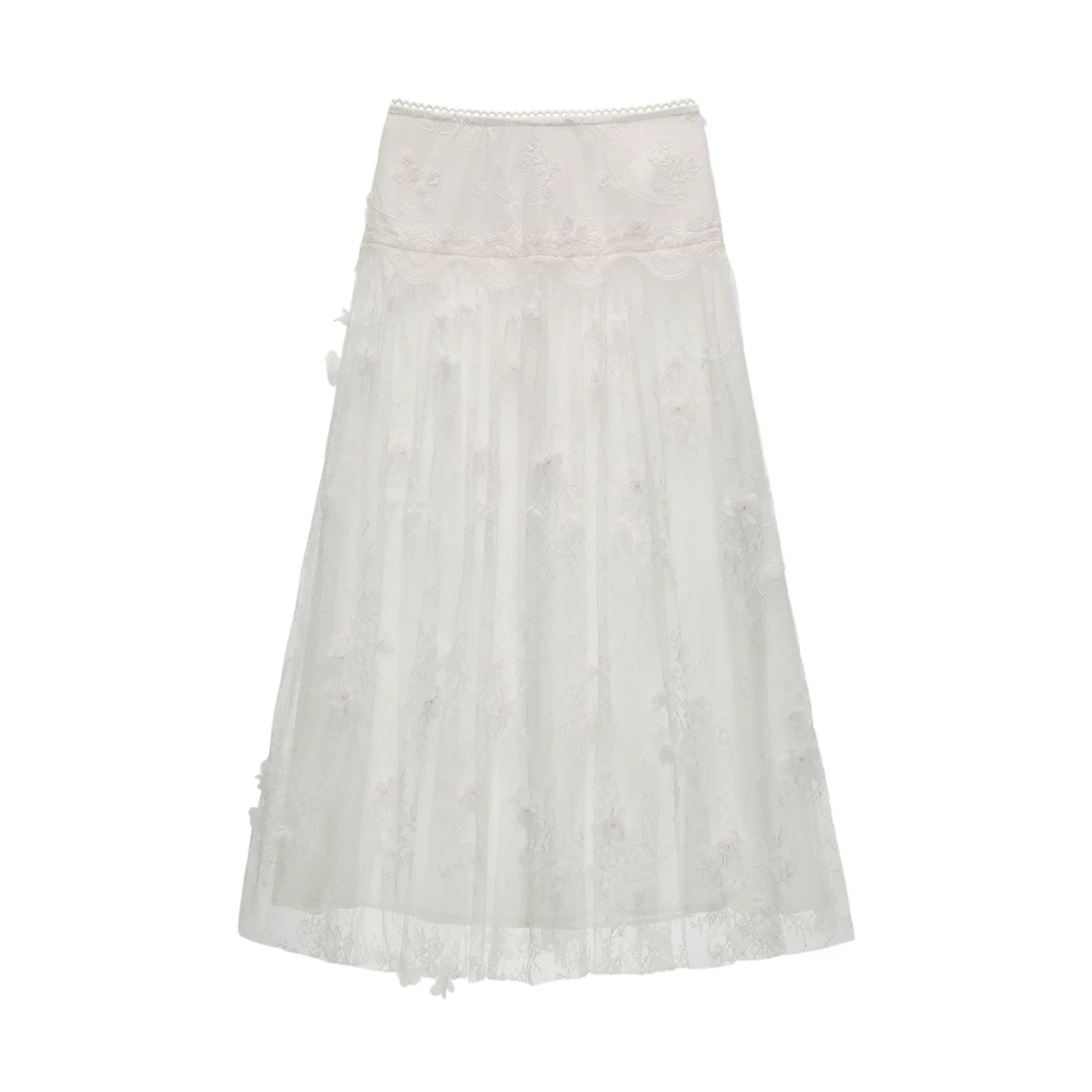 "Soft Petal Mood" 3D Floral Tulle Midi Skirt WE1002