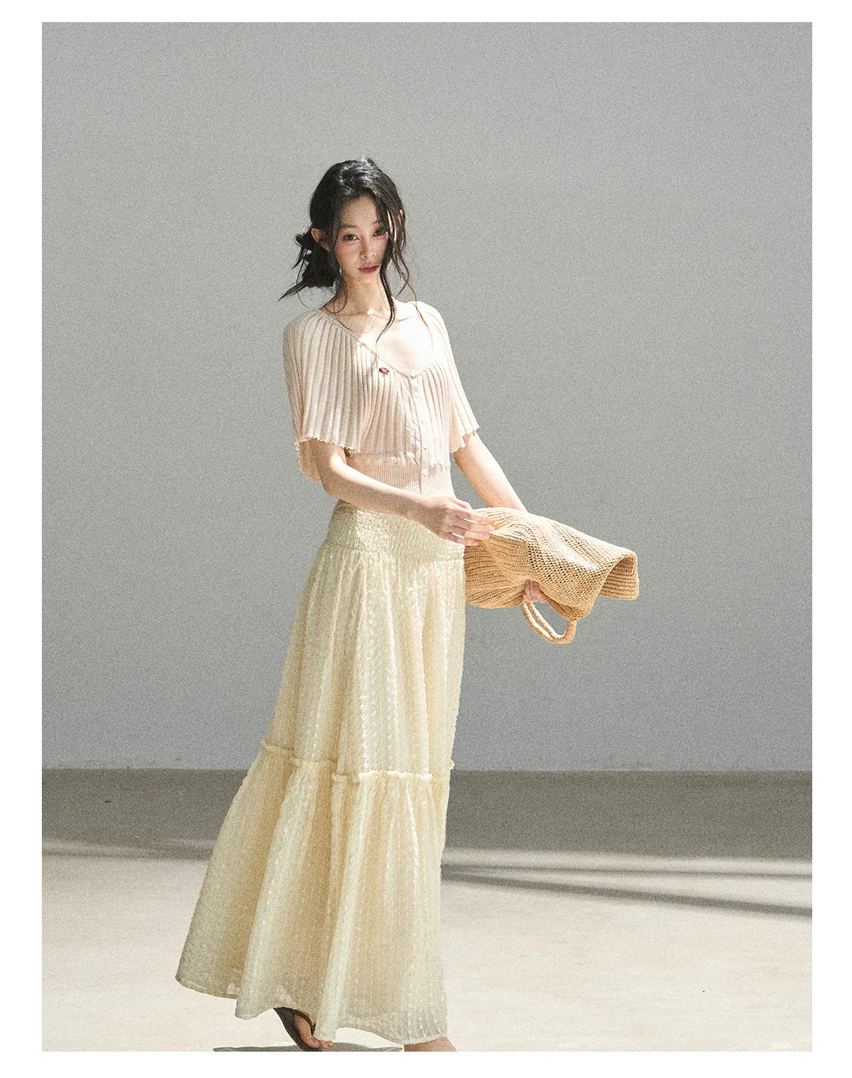 "Orange Sugar Glow" Blush Pink Convertible Off-Shoulder Knit Top