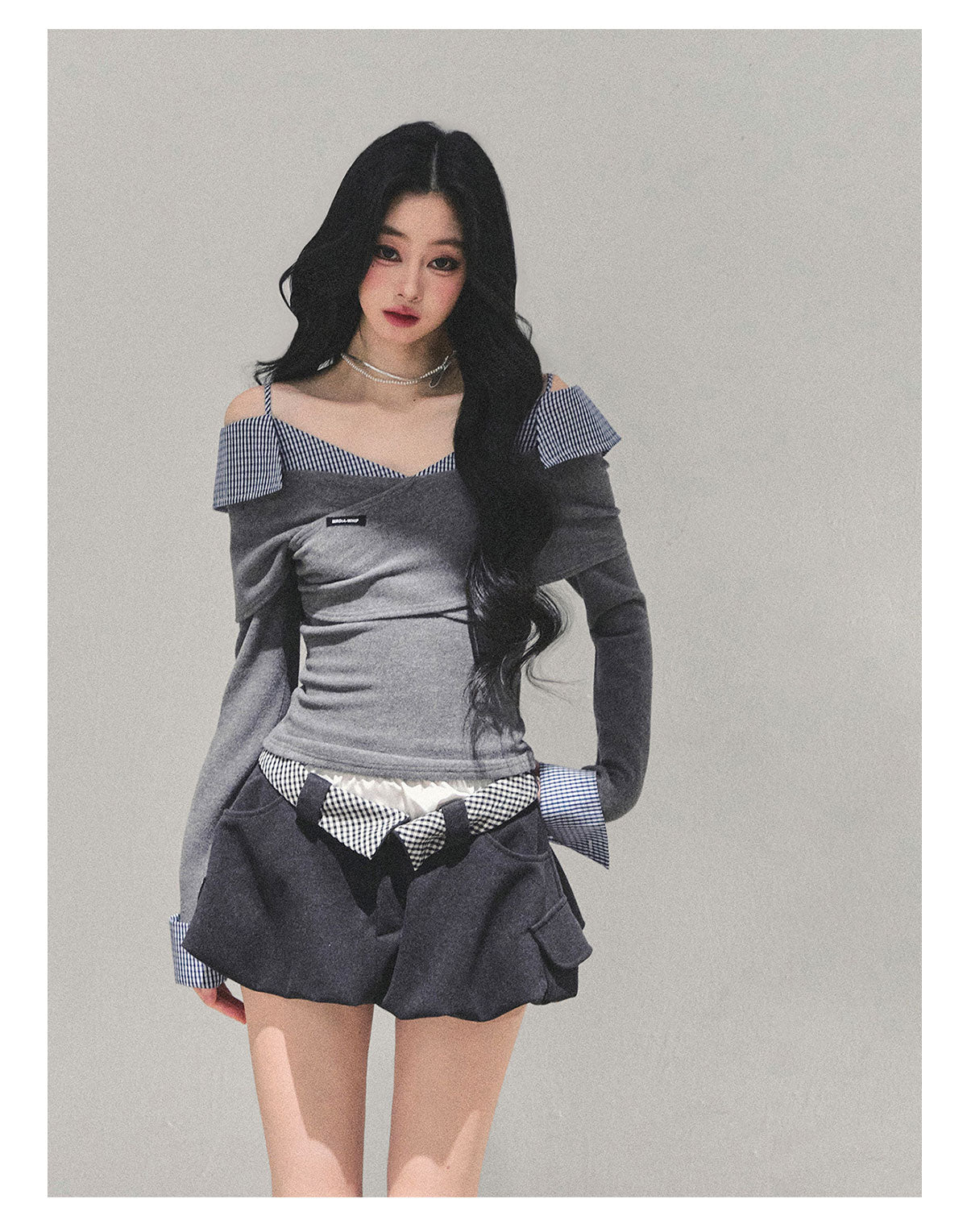 少也眼 “Entwined Dreams” Off-Shoulder Knit Tee 645641544