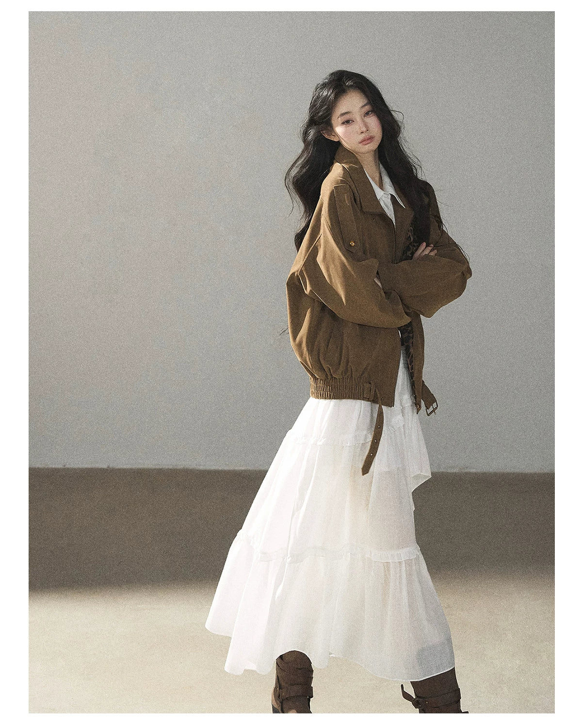 AOMALM - “Her Hemline” White Lace Shirt Dress with Belt