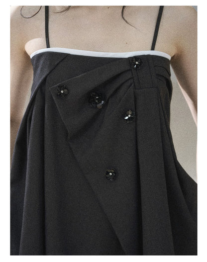"Flowing Light & Shadow" Slate Gray Cami Top & Skort Two-Piece Set