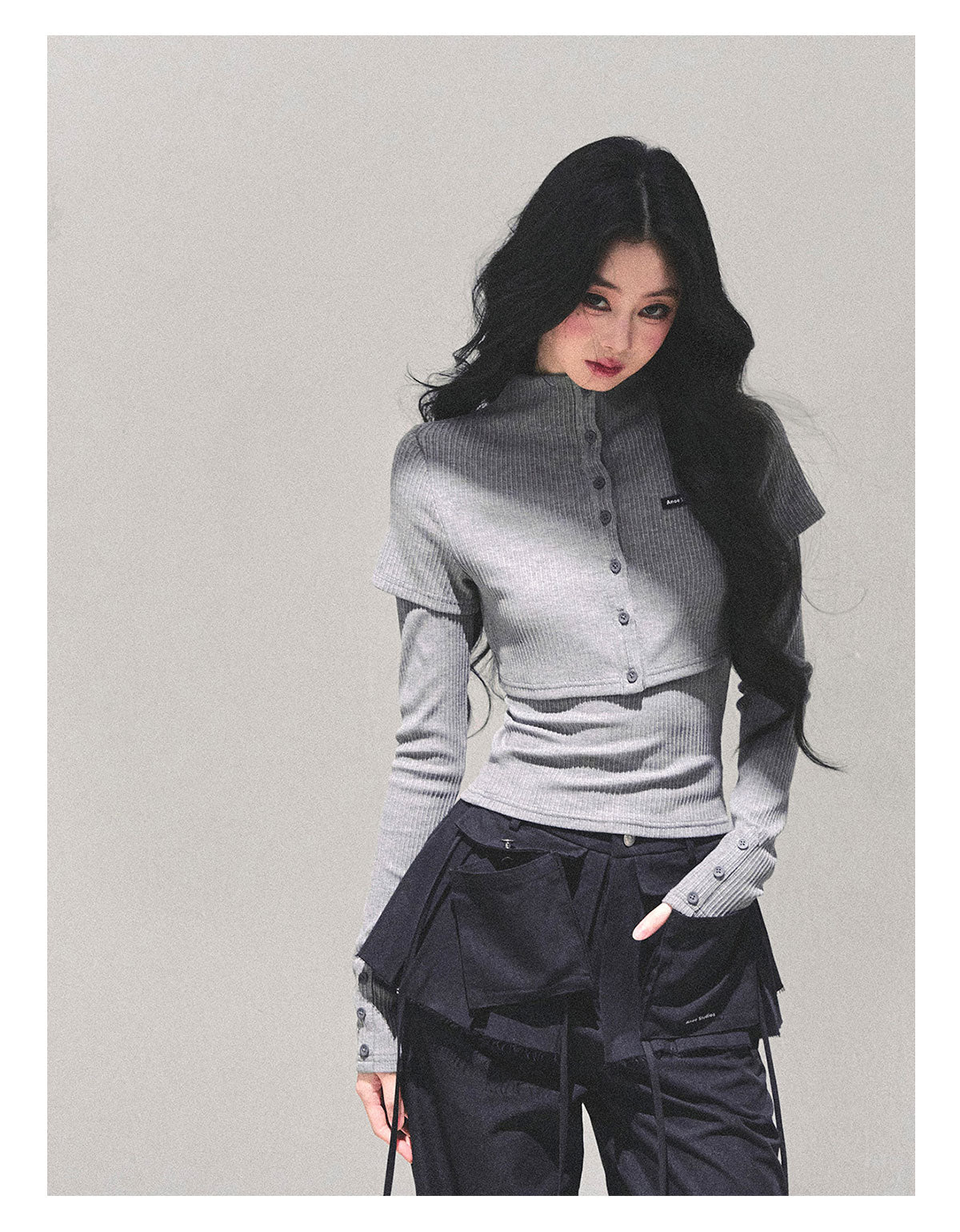 少也眼 “Soft Descent” Two-Piece Knit Long Sleeve Top Set 58842