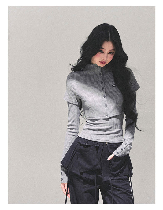 少也眼 “Soft Descent” Two-Piece Knit Long Sleeve Top Set 58842