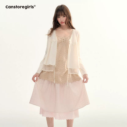 Lace Trim A-Line Elastic Waist Midi Skirt WW2026098