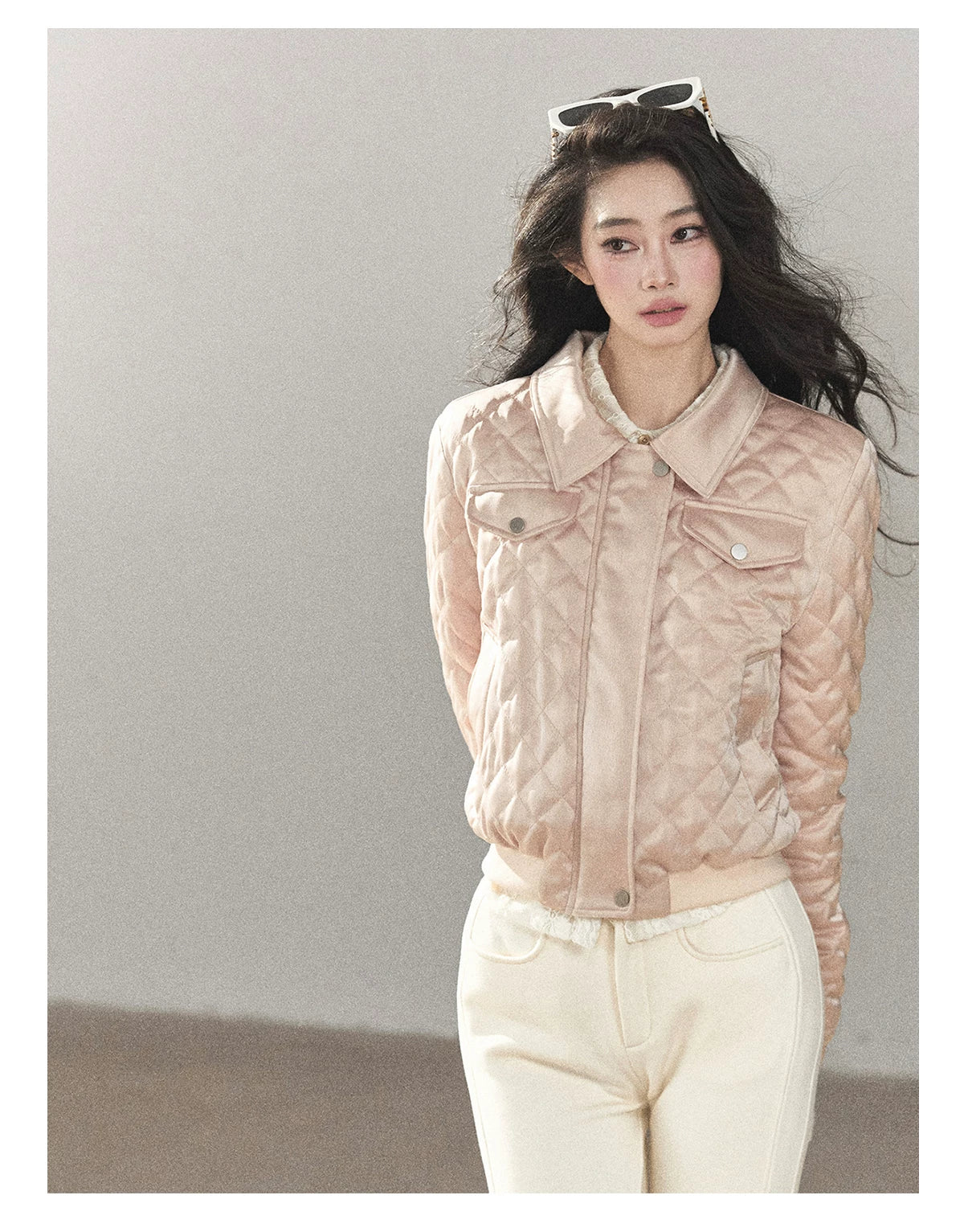 AOMALM - Cinnamon Pink 90% White Duck Down Cropped Puffer Jacket