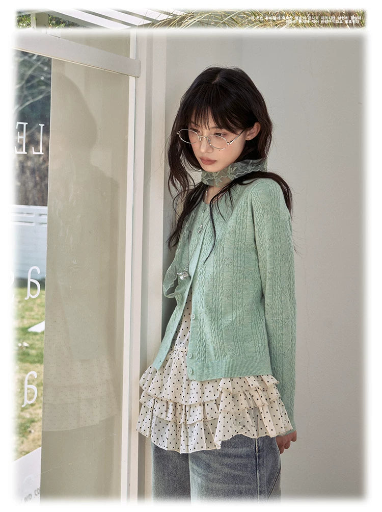 "Clover Breeze" Mint Green Knit Cardigan Collection