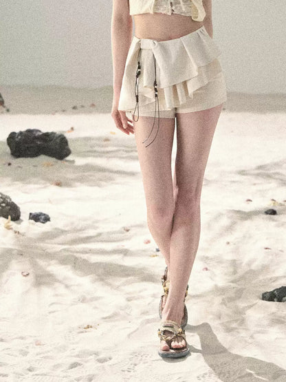 "Layered Petals in Motion" Dutch Cream Ruffle Skort 5324853