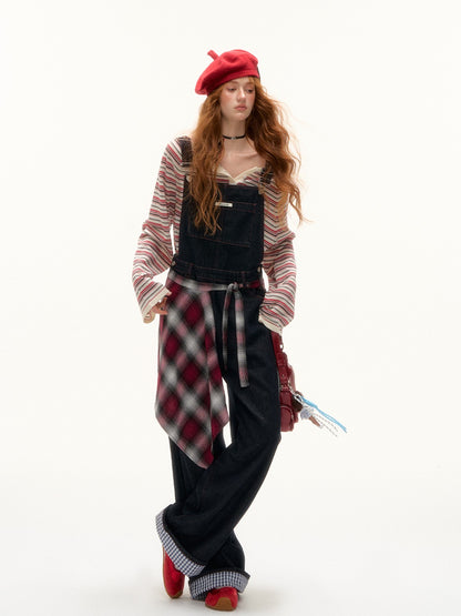 ASGONY - Vintage Wide-Leg Denim Overalls