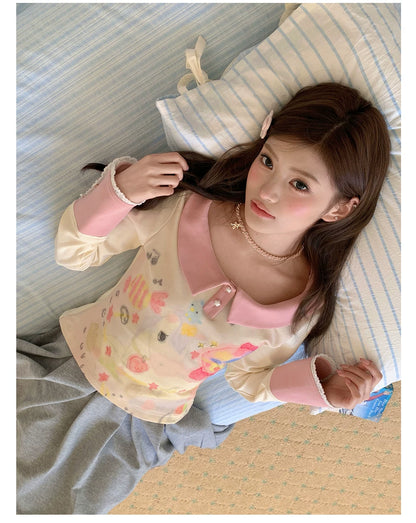 “Spring Palette Reverie” Apricot Cropped Knit Top