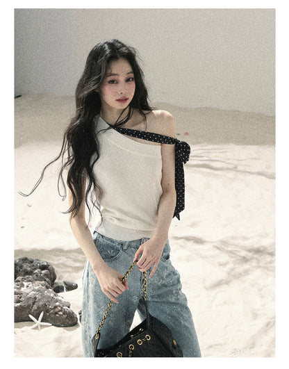 "Twinkling Starlight" Sky Blue Floral Rhinestone Wide-Leg Jeans