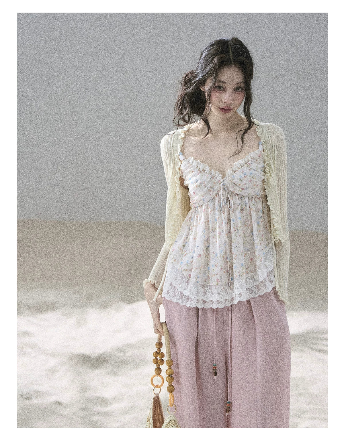 "Follow the Sea Breeze" Lightweight Straight-Leg Wide-Leg Pants (Lotus Pink/ Gray Sage Green/ Gray Blue)