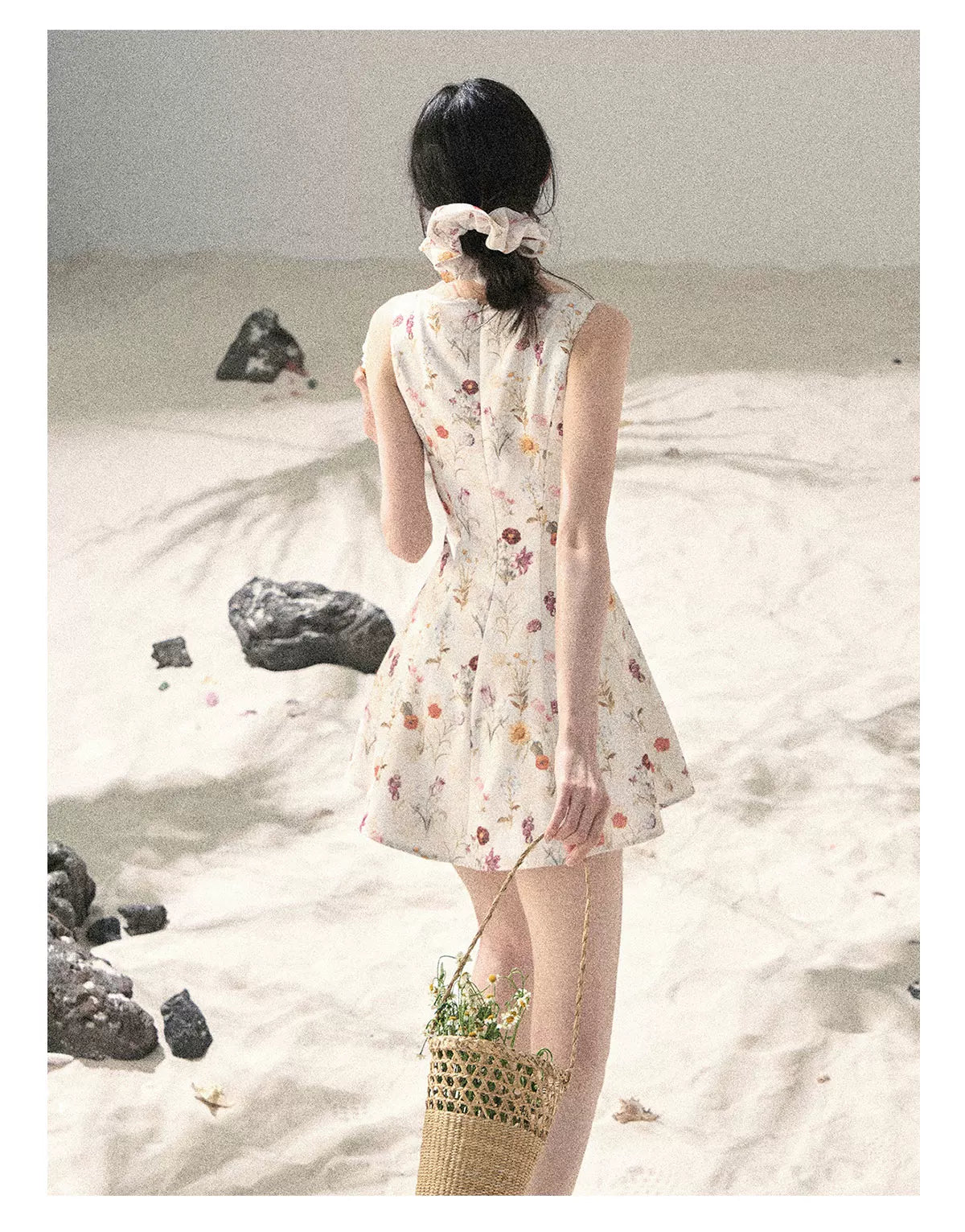 "Chamomile Summer" Dutch Cheese Floral Lace Pinafore Mini Dress 46345