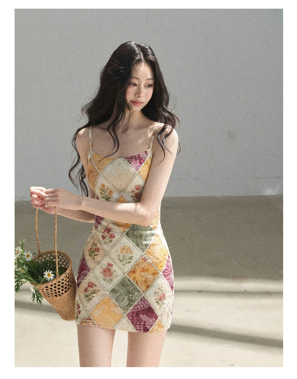 "In Her Lingering Gaze" Van Dyke Brown Floral Cami Bodycon Mini Dress