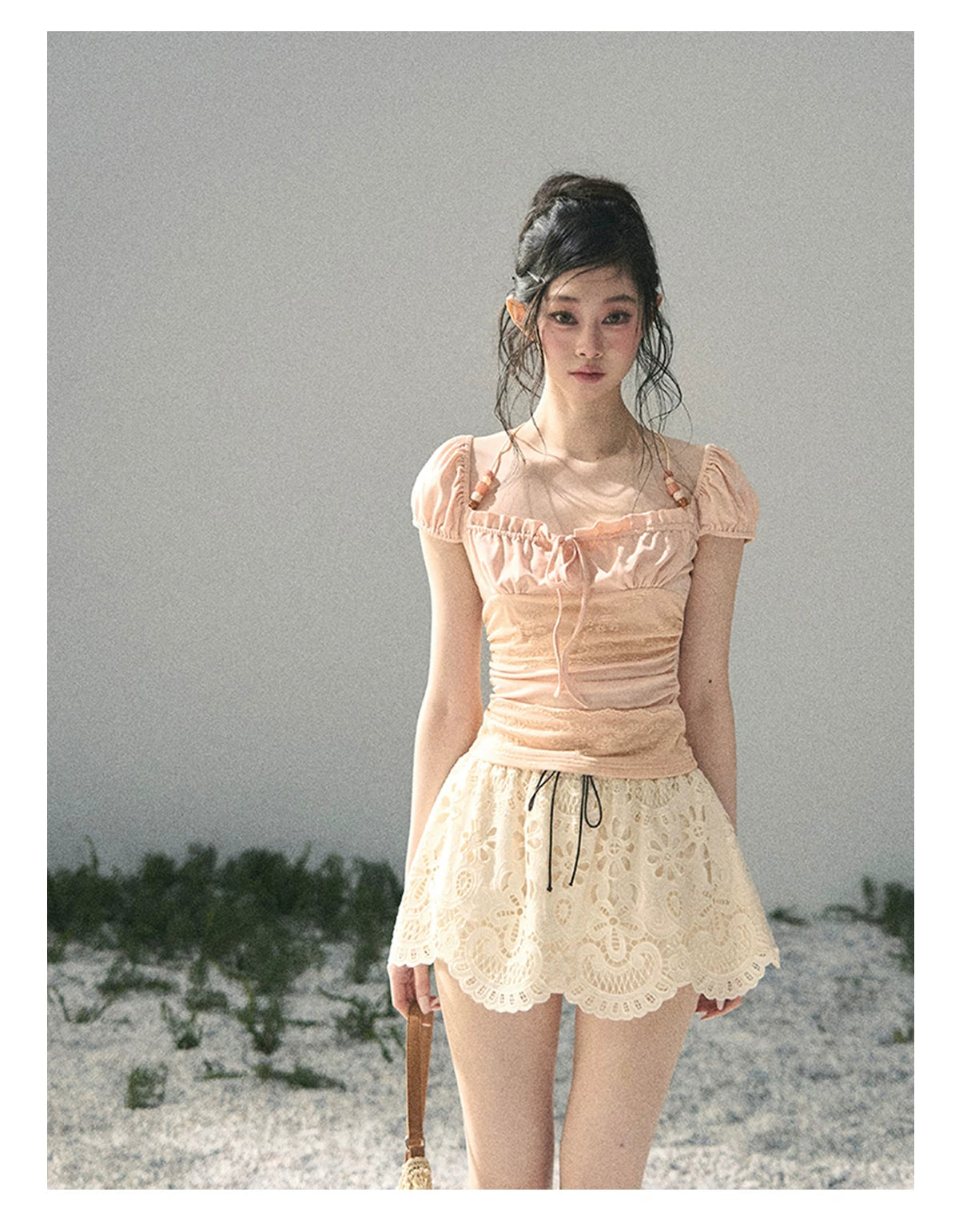 “Lost in Your Embrace” Dutch Cream Lace Puff Skort