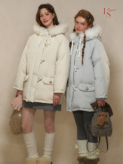 Snow Charm Ivory Toggle Down Coat 1G1101Y115XD
